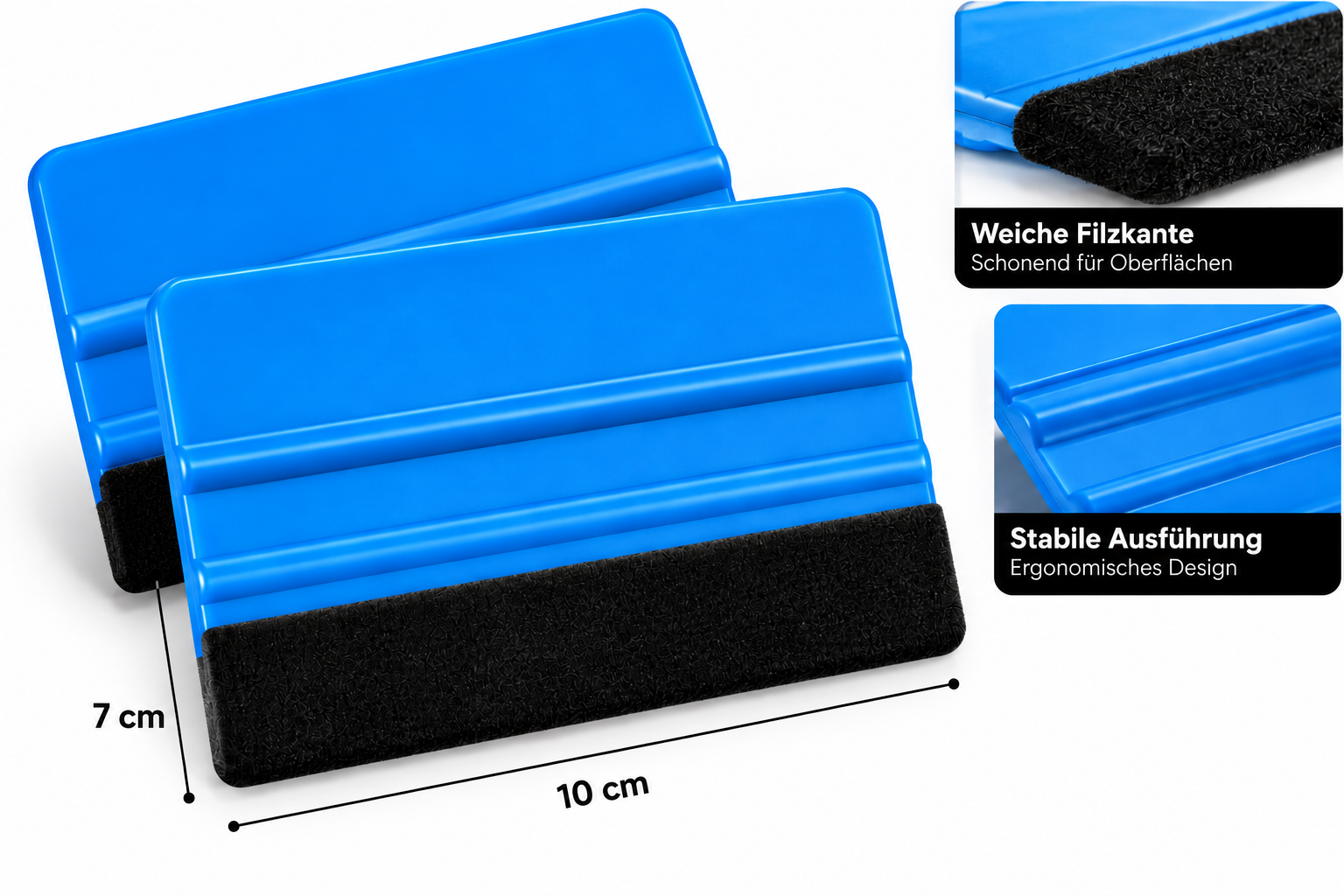4er Set Rakel mit Filzkante Blau – Bild 2