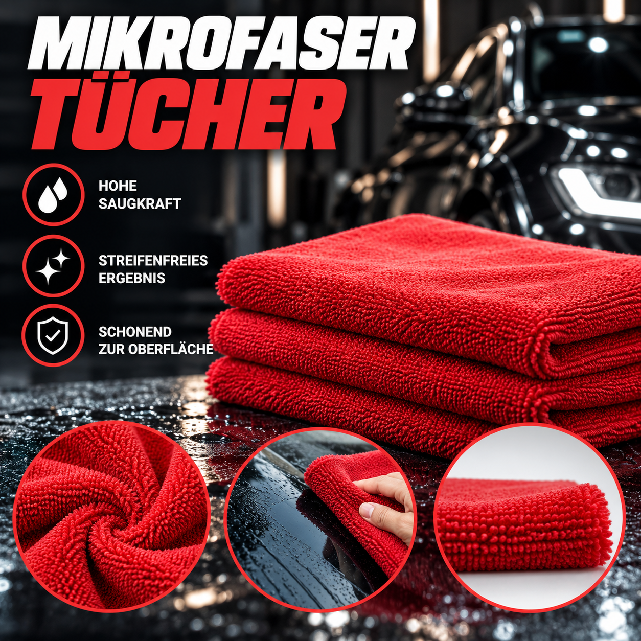 SONAX Mikrofasertücher Rot – 5er Set – Bild 2