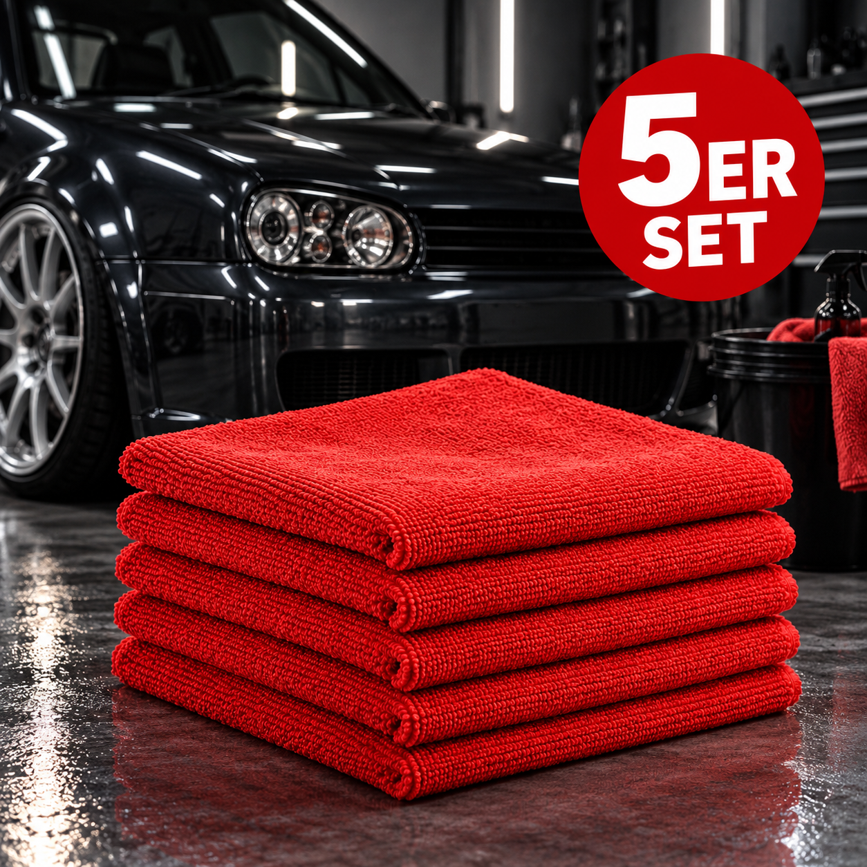 SONAX Mikrofasertücher Rot – 5er Set